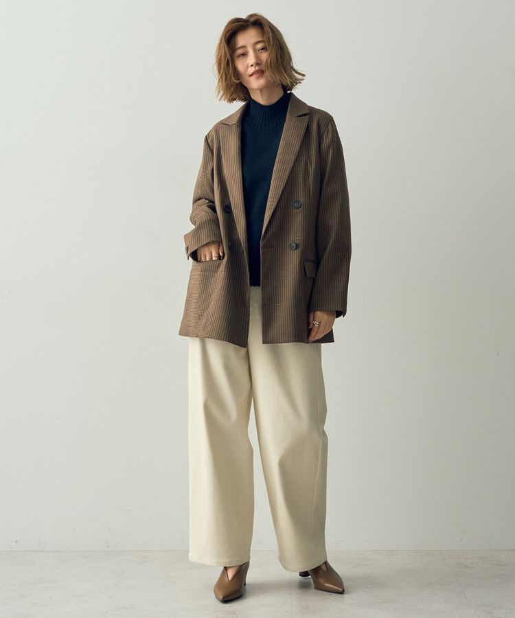 YECCA VECCA「チェック柄ロングジャケット②」|テーラードジャケット|