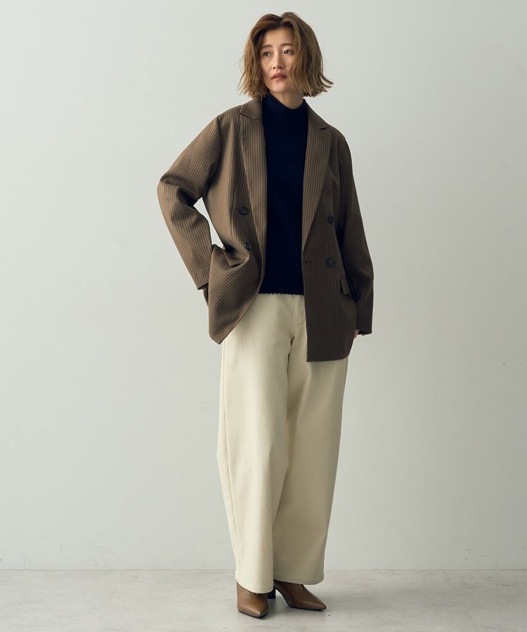 YECCA VECCA「チェック柄ロングジャケット②」|テーラードジャケット|