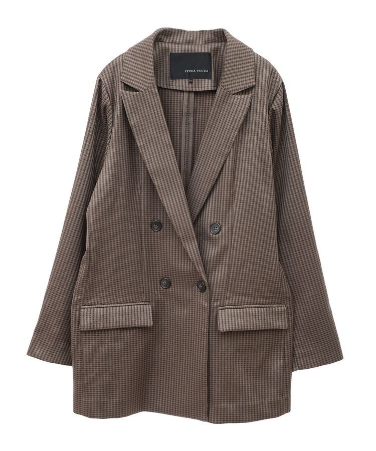 YECCA VECCA「チェック柄ロングジャケット②」|テーラードジャケット|
