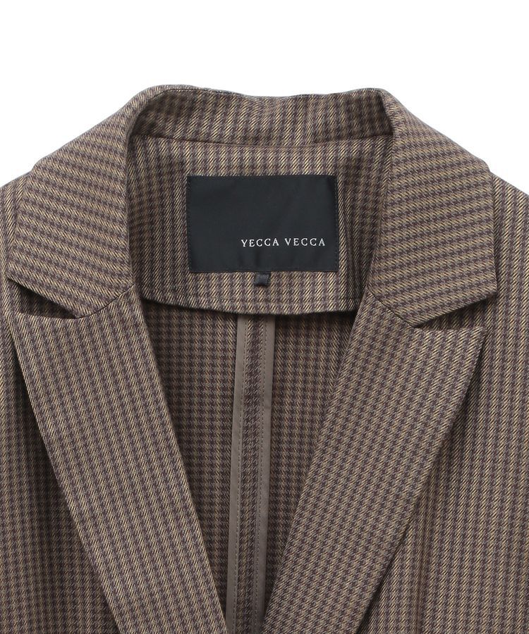 YECCA VECCA「チェック柄ロングジャケット②」|テーラードジャケット|