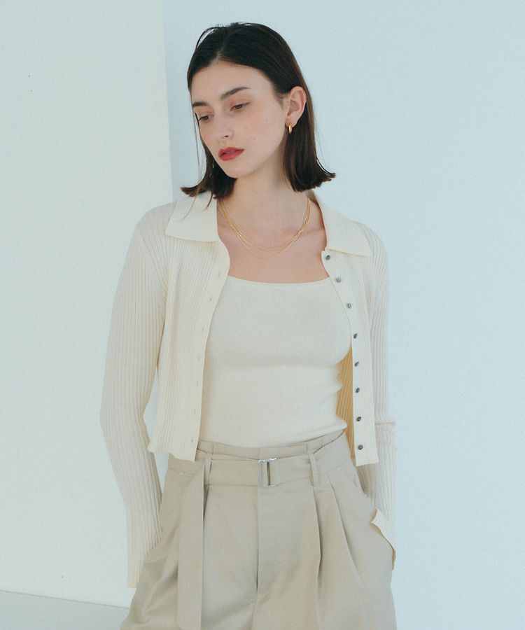 YECCA VECCA「【2点SET】キャミセット襟付きカーディガン」|カーディガン|Ivory