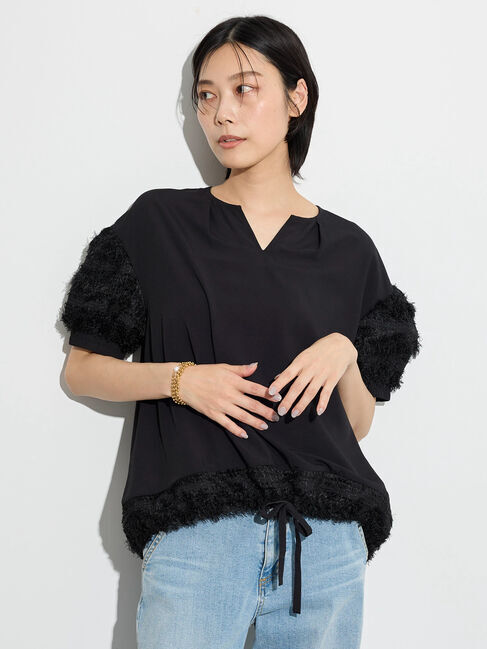 GARAGE OF GOOD CLOTHING「フリンジジャカードブラウス」|シャツ・ブラウス|Black