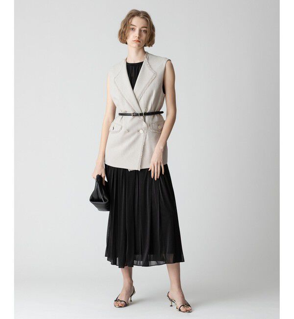 allureville「【セットアップ対応可能】麻調カルゼフリンジジレ」|ベスト・ジレ|