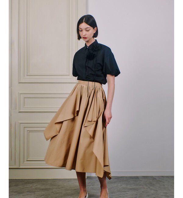 LOULOU WILLOUGHBY「【LOULOU WILLOUGHBY】イレギュラーラッフルスカート」|フレア|ベージュ