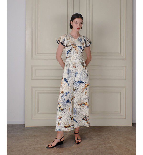 LOULOU WILLOUGHBY「【LOULOU WILLOUGHBY】voyageプリントオールインワン」|オールインワン|ホワイト系