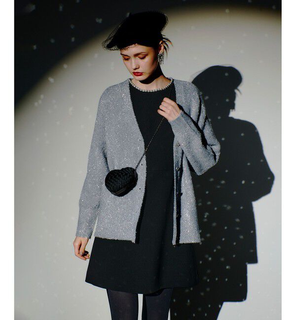 LOULOU WILLOUGHBY「【LOULOU WILLOUGHBY】フィルムフェザーミドルカーディガン」|カーディガン|