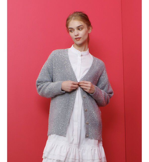 LOULOU WILLOUGHBY「【LOULOU WILLOUGHBY】フィルムフェザーミドルカーディガン」|カーディガン|