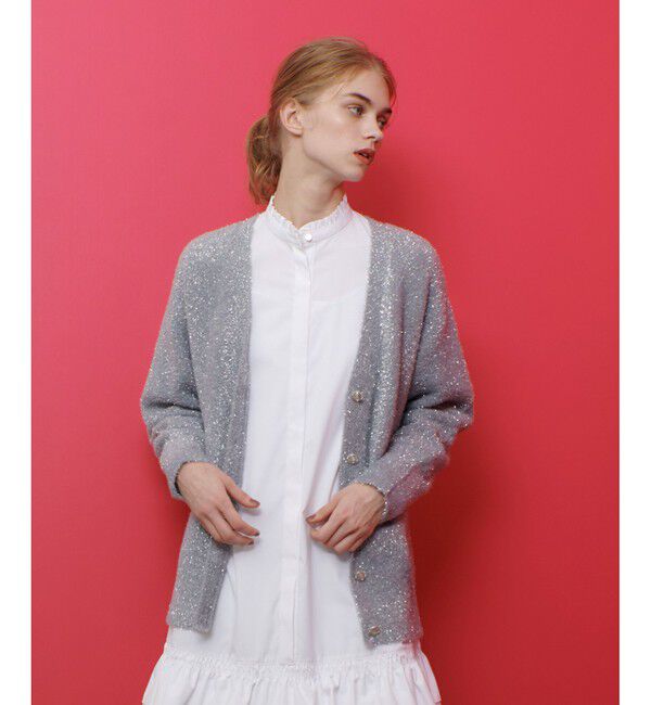 LOULOU WILLOUGHBY「【LOULOU WILLOUGHBY】フィルムフェザーミドルカーディガン」|カーディガン|