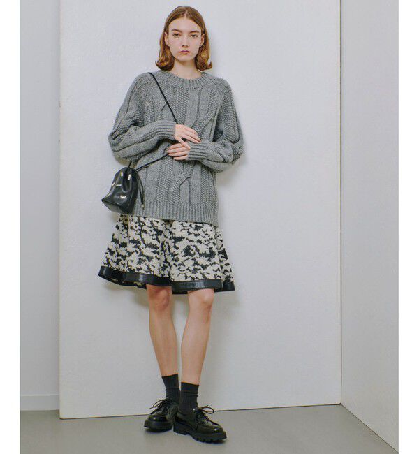 allureville「モノトーンパイルジャガードフレアミニスカート」|フレア|