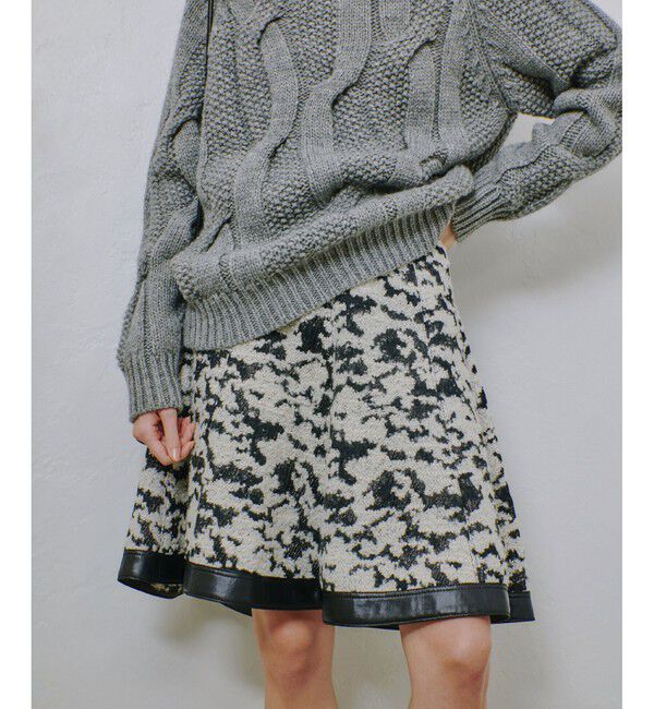 allureville「モノトーンパイルジャガードフレアミニスカート」|フレア|