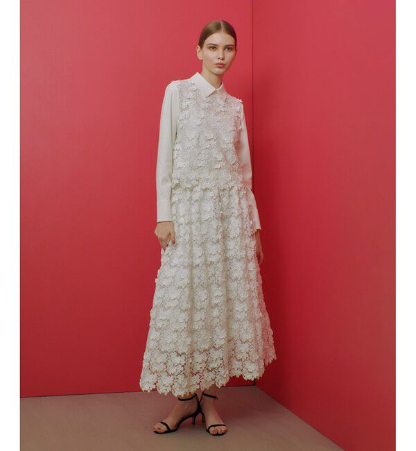 LOULOU WILLOUGHBY「【LOULOU WILLOUGHBY】ケミカルフラワーレーススカート」|フレア|