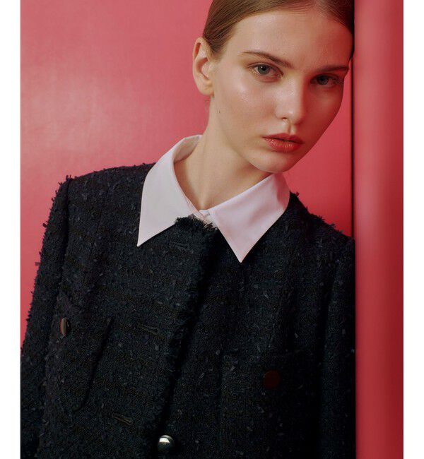LOULOU WILLOUGHBY「【LOULOU WILLOUGHBY】ファンシーツイードクルージャケット」|ノーカラージャケット|