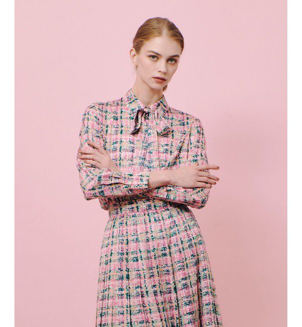 LOULOU WILLOUGHBY「【LOULOU WILLOUGHBY】チェックプリントボウタイブラウス」|シャツ・ブラウス|