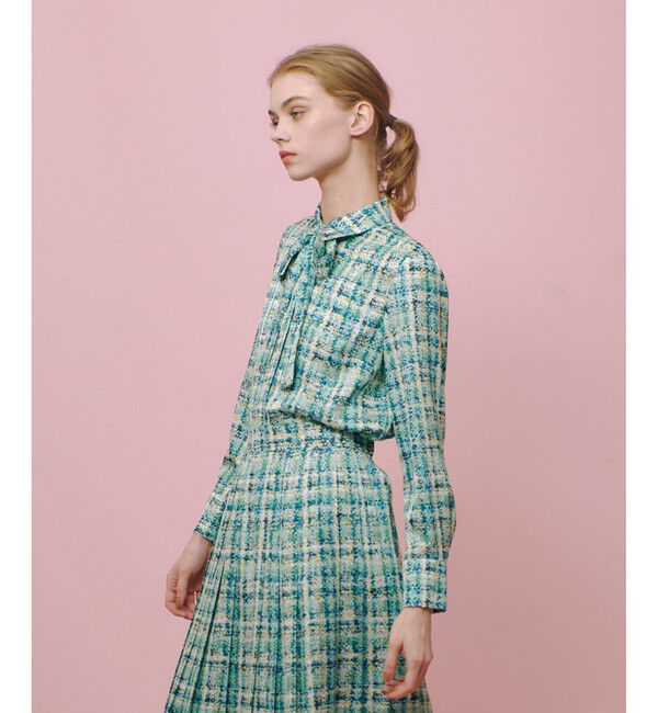 LOULOU WILLOUGHBY「【LOULOU WILLOUGHBY】チェックプリントボウタイブラウス」|シャツ・ブラウス|