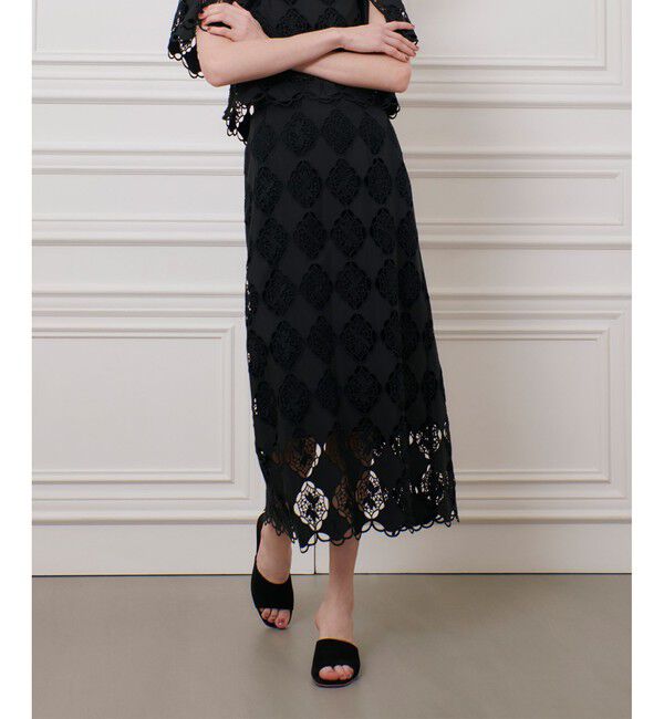 LOULOU WILLOUGHBY「【LOULOU WILLOUGHBY】タフタシシュウタイトスカート」|タイト|