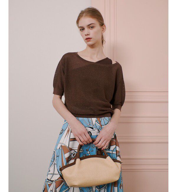 LOULOU WILLOUGHBY「【LOULOU WILLOUGHBY】ワンショルダーアンサンブル」|ニット・セーター|ブラウン