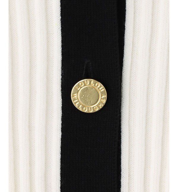 LOULOU WILLOUGHBY「◇ 【LOULOU WILLOUGHBY】バイカラーキーネック5分袖カーディガン」|カーディガン|