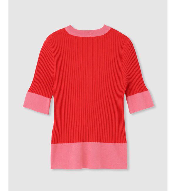 LOULOU WILLOUGHBY「◇ 【LOULOU WILLOUGHBY】バイカラーキーネック5分袖カーディガン」|カーディガン|