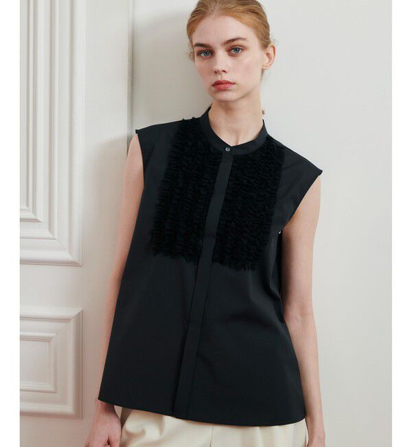 LOULOU WILLOUGHBY「【LOULOU WILLOUGHBY】フロントシアーフリルブラウス」|シャツ・ブラウス|ブラック