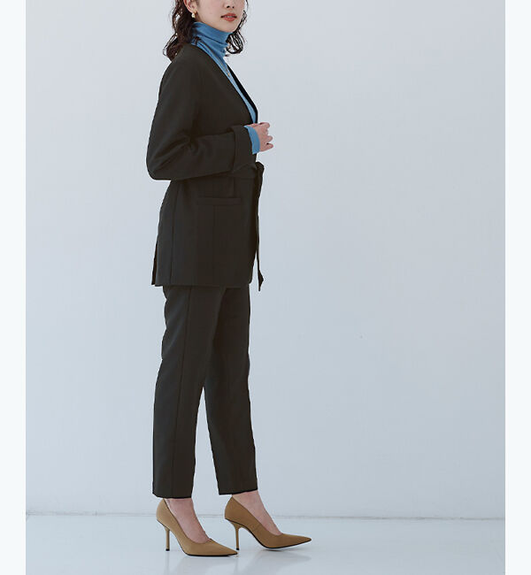 ur's「ベルト付ノーカラージャケット」|ノーカラージャケット|