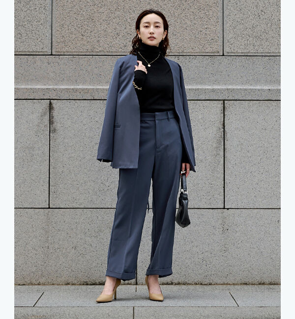 ur's「ベルト付ノーカラージャケット」|ノーカラージャケット|