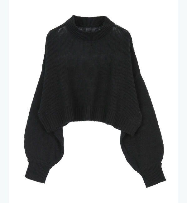 titivate「シアーショートプルオーバー」|ニット・セーター|ブラック