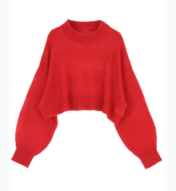 titivate「シアーショートプルオーバー」|ニット・セーター|レッド