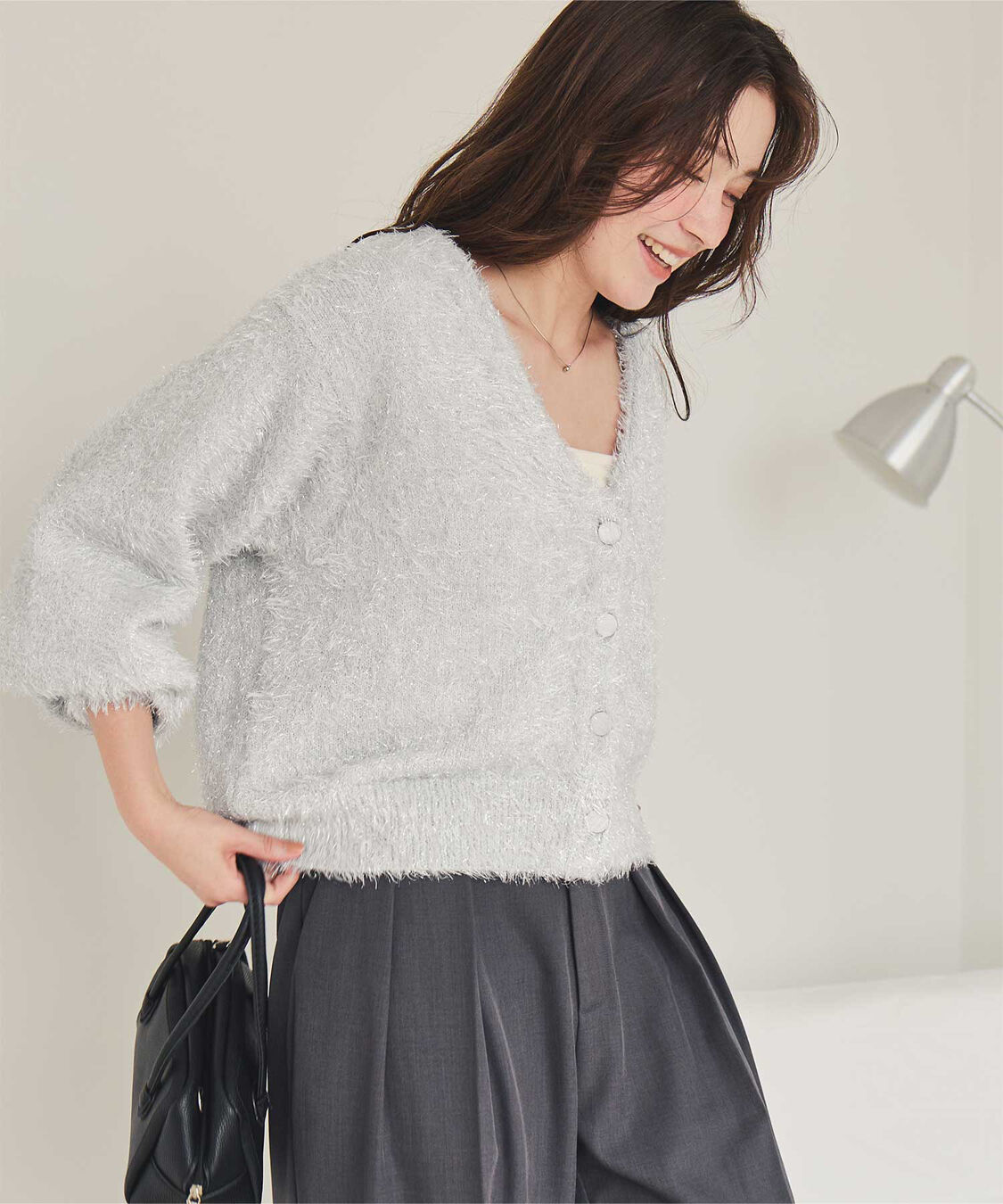 titivate「ふわっとラメシャギーニットカーディガン」|ニット・セーター|