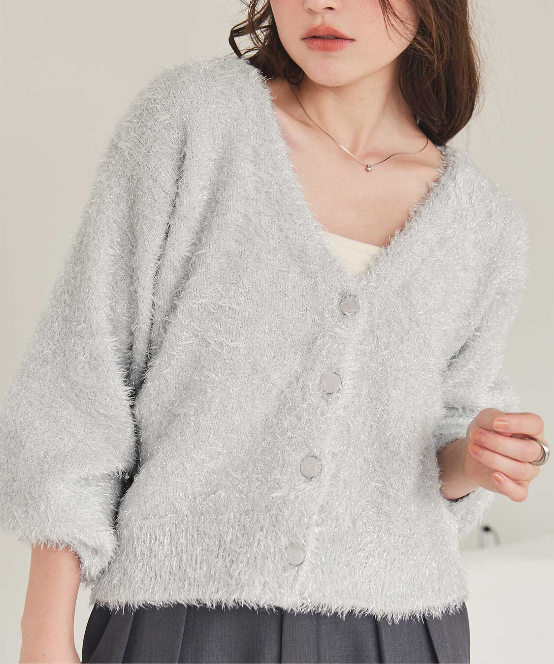 titivate「ふわっとラメシャギーニットカーディガン」|ニット・セーター|