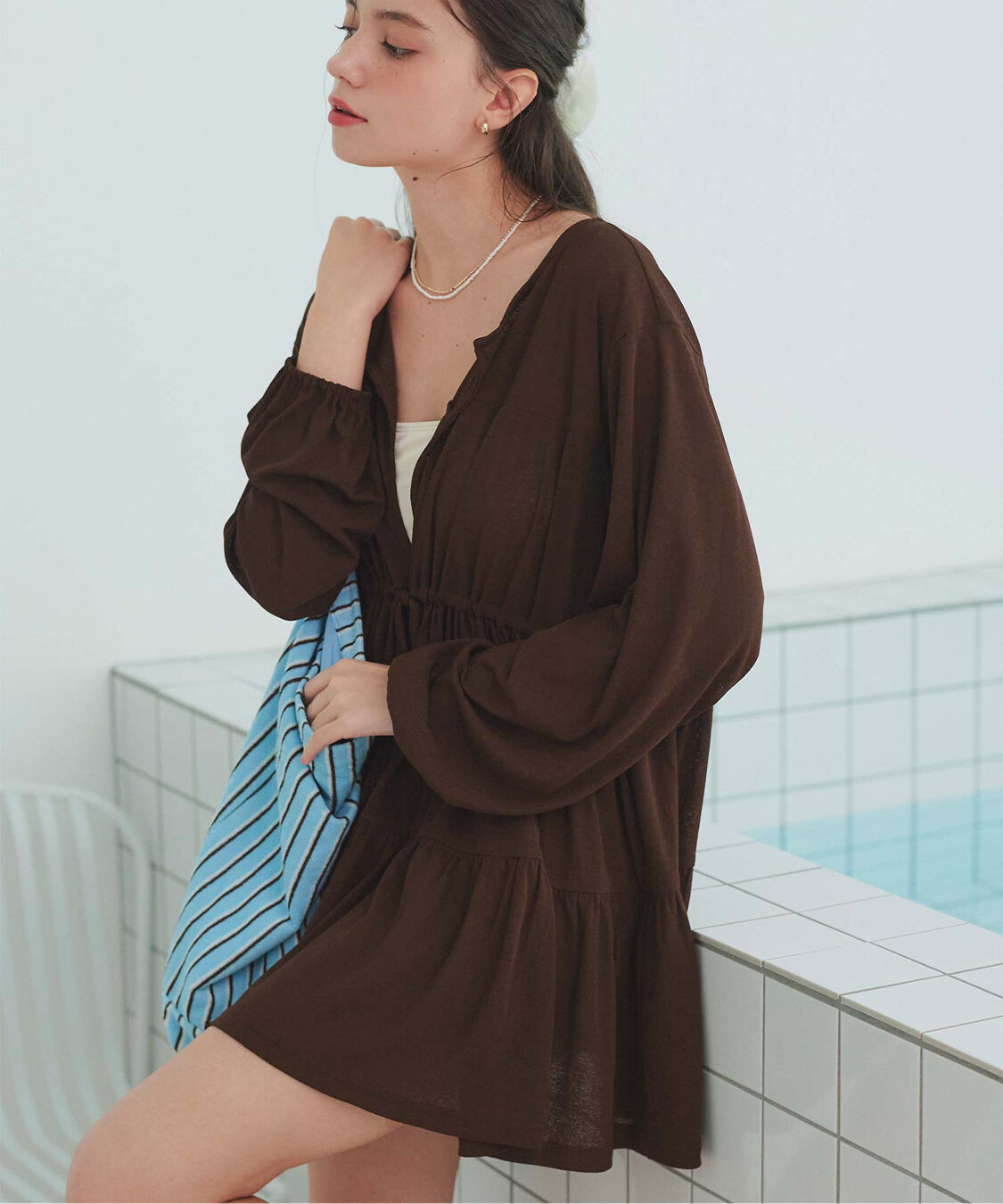 SEA DRESS「ティアードロングカーディガン/ラッシュガード」|コンビネゾン|