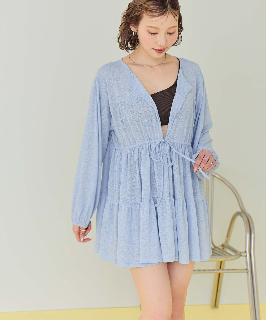 SEA DRESS「ティアードロングカーディガン/ラッシュガード」|コンビネゾン|