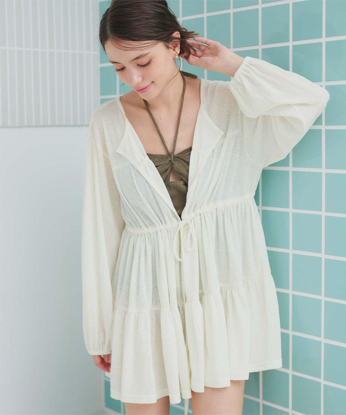 SEA DRESS「ティアードロングカーディガン/ラッシュガード」|コンビネゾン|