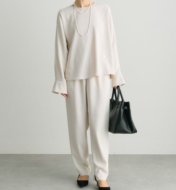  「【Du noir】ハンド風ステッチストレッチジョーゼットプルオーバー」|シャツ・ブラウス|