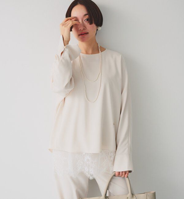  「【Du noir】ハンド風ステッチストレッチジョーゼットプルオーバー」|シャツ・ブラウス|