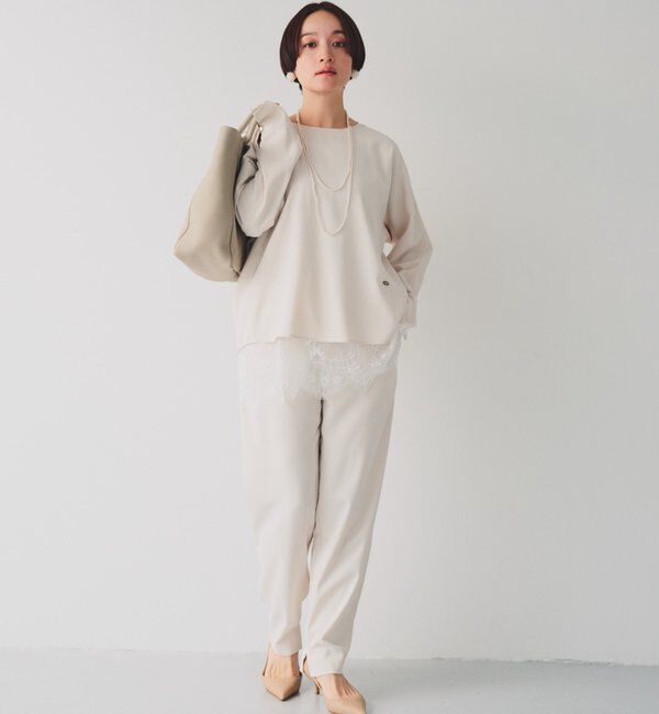  「【Du noir】ハンド風ステッチストレッチジョーゼットプルオーバー」|シャツ・ブラウス|