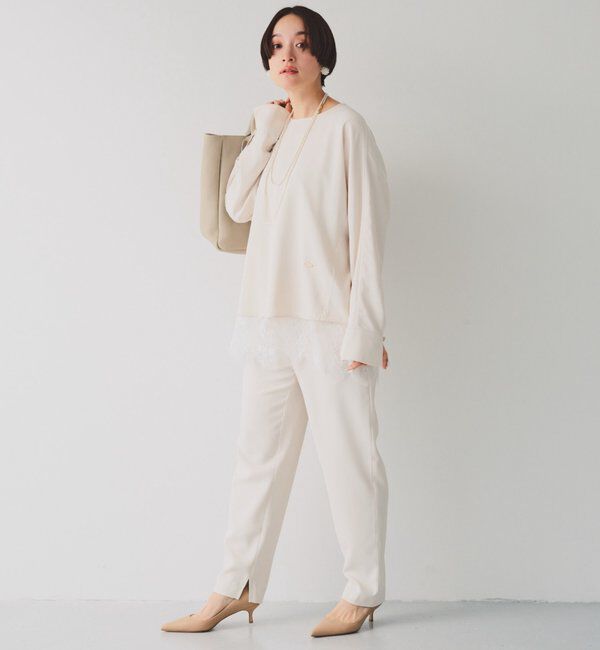  「【Du noir】ハンド風ステッチストレッチジョーゼットプルオーバー」|シャツ・ブラウス|