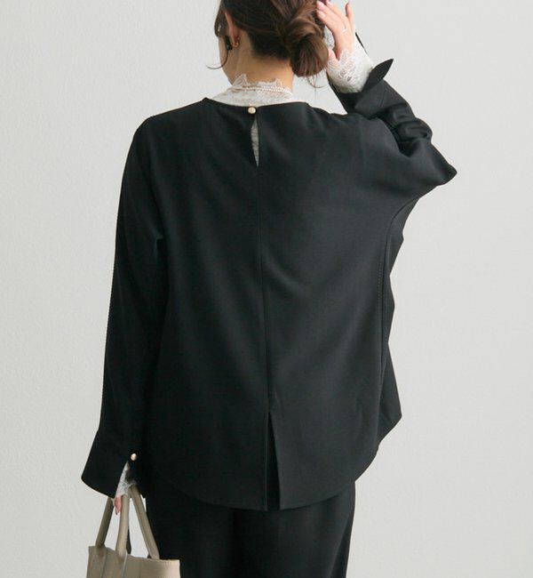  「【Du noir】ハンド風ステッチストレッチジョーゼットプルオーバー」|シャツ・ブラウス|