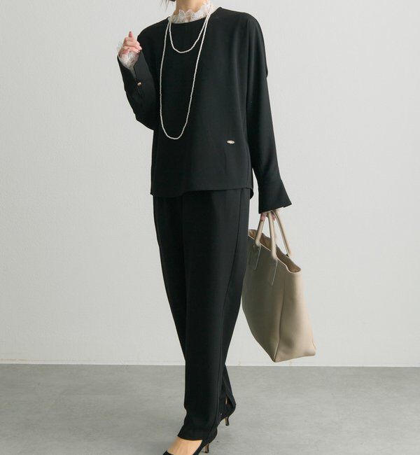  「【Du noir】ハンド風ステッチストレッチジョーゼットプルオーバー」|シャツ・ブラウス|