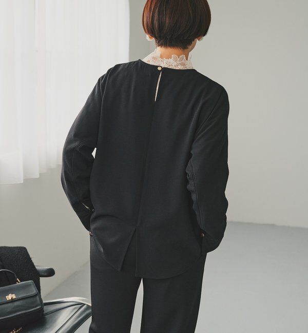  「【Du noir】ハンド風ステッチストレッチジョーゼットプルオーバー」|シャツ・ブラウス|