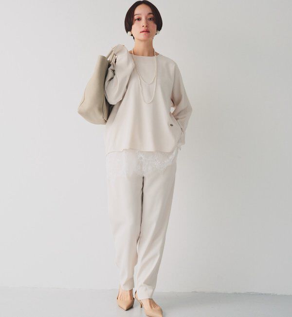  「【Du noir/セットアップ対応】ストレッチジョーゼットインスリットパンツ」|その他|アイボリー