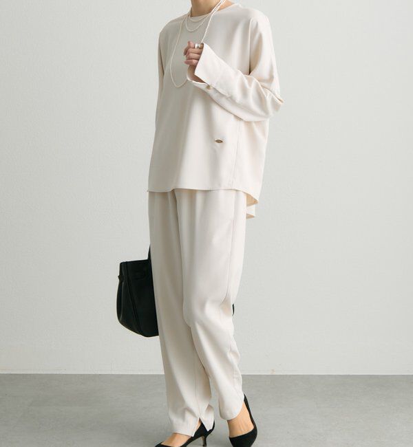  「【Du noir/セットアップ対応】ストレッチジョーゼットインスリットパンツ」|その他|