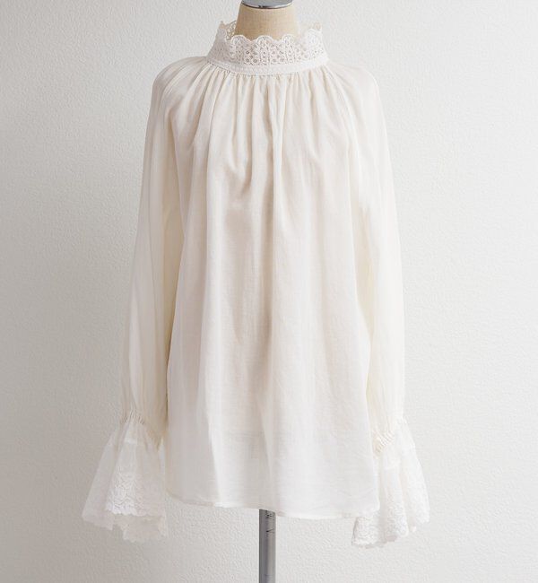  「襟袖レースプチハイネックブラウス」|シャツ・ブラウス|