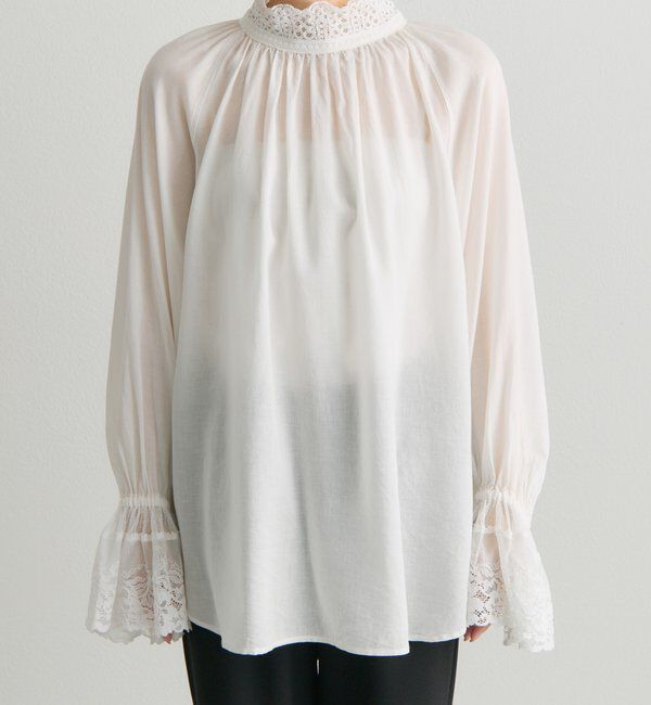  「襟袖レースプチハイネックブラウス」|シャツ・ブラウス|