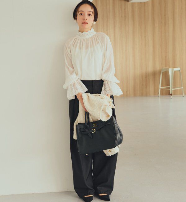  「襟袖レースプチハイネックブラウス」|シャツ・ブラウス|