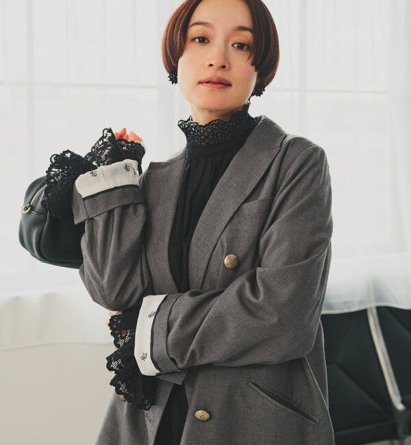  「襟袖レースプチハイネックブラウス」|シャツ・ブラウス|