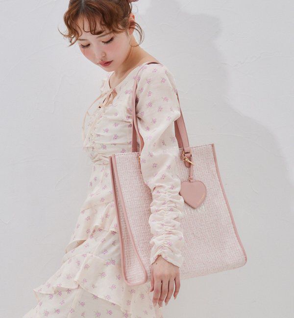  「【LouLoumei】ハートチャーム付きトートバッグ/自立可能/WEB限定」|ショルダー・メッセンジャー|