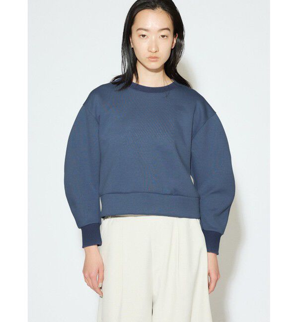 MIDIUMISOLID「MIDIUMISOLID for Ladies カーブスリーブダブルニットプルオーバー」|Tシャツ・カットソー|ブルーグレー