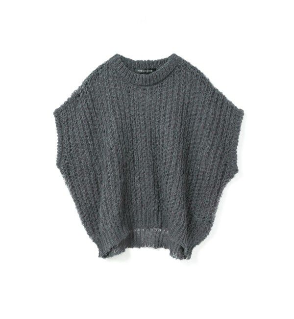 mizuiro ind「mizuiro ind ヘアリーコクーンワイドベスト」|ニット・セーター|ダークグレー