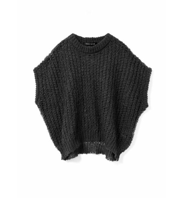 mizuiro ind「mizuiro ind ヘアリーコクーンワイドベスト」|ニット・セーター|ブラック