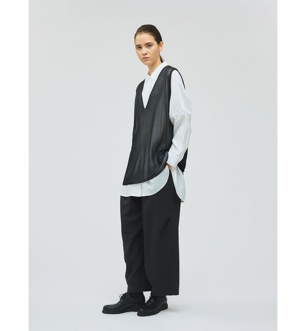 mizuiro ind「mizuiro ind シアー深Vネックベスト」|ベスト・ジレ|